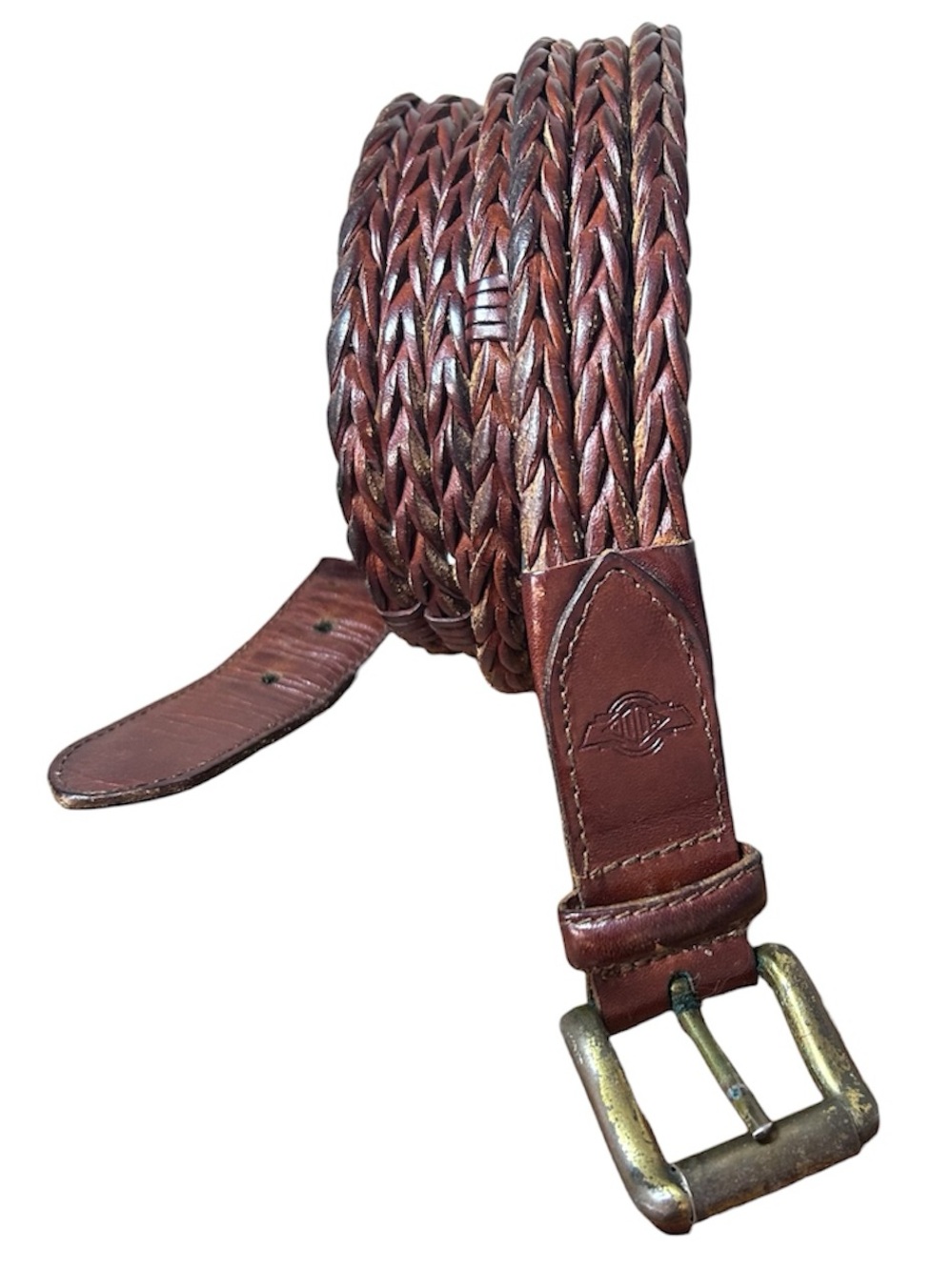 Braided Genuine Leather Men's Belt  woven Brown Made in Turkey 47” long